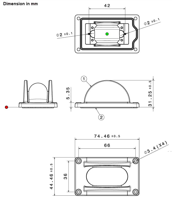 Mechanical Drawing - Ledil CS19838_CORAL-IP-OW Coral Lens